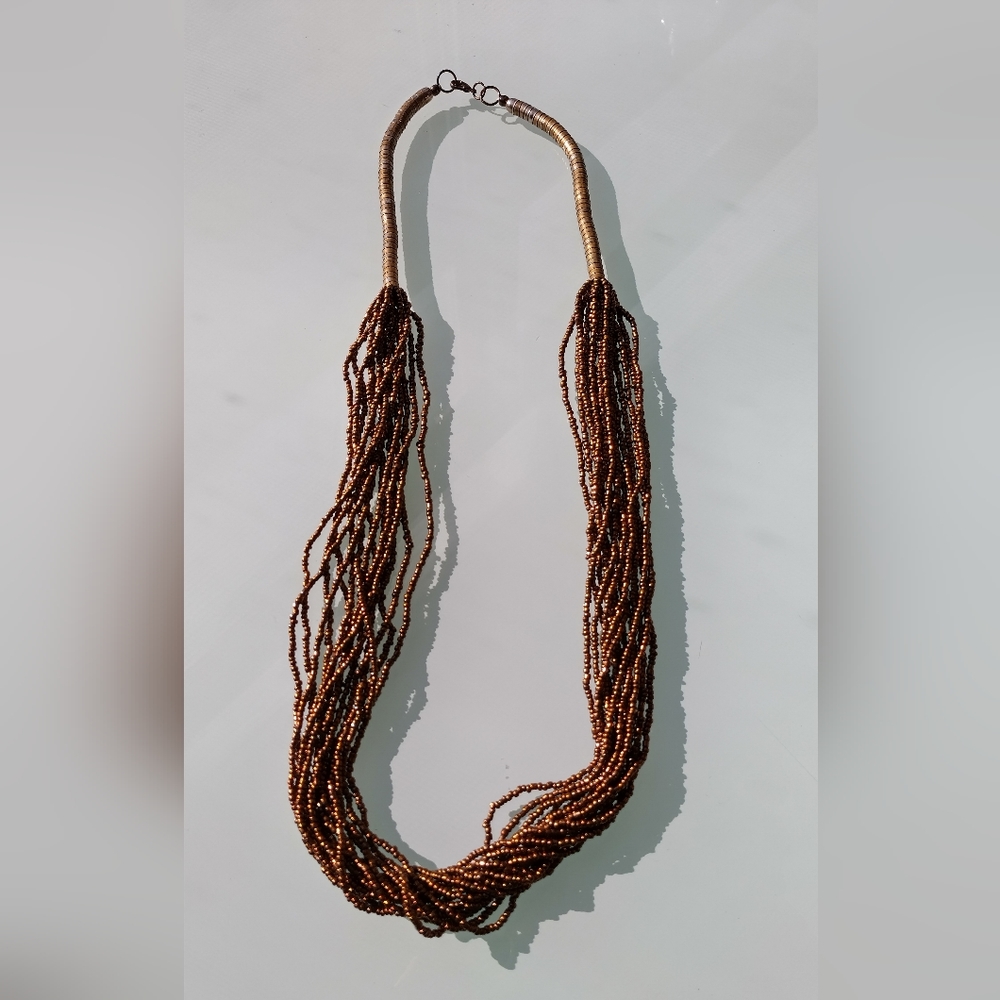 Copper Colored Glass Bead Necklace
